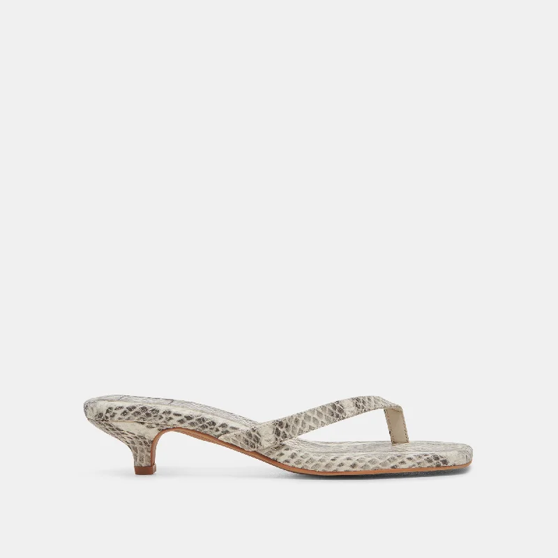 Sandals for sandy beaches-TASIAH SANDALS GREY WHITE EMBOSSED LEATHER