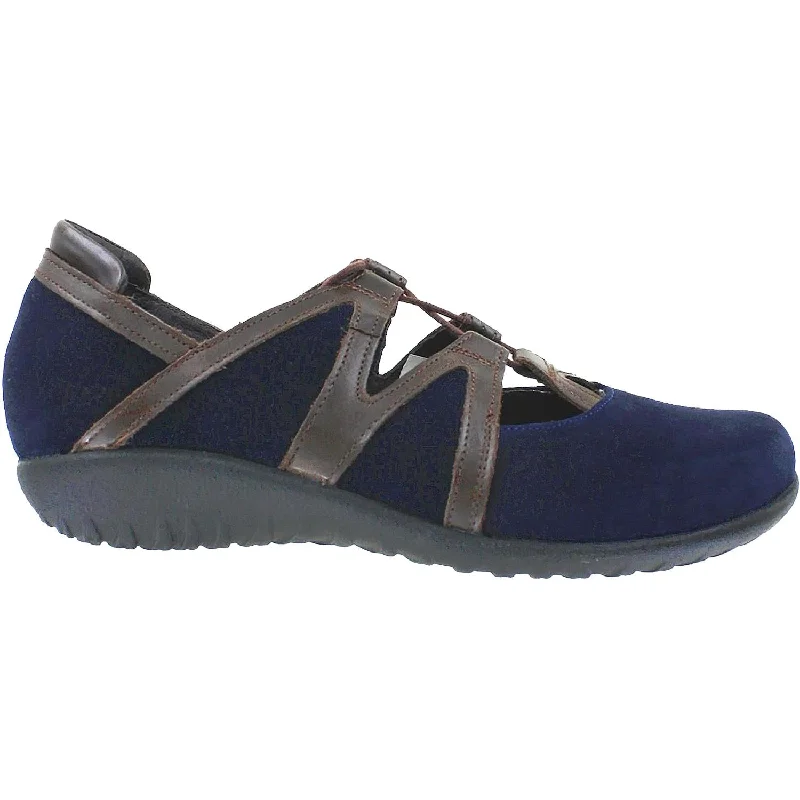 casual shoes for men with modern design for casual chic look-Women's Naot Timu Blue/Walnut Leather/Suede