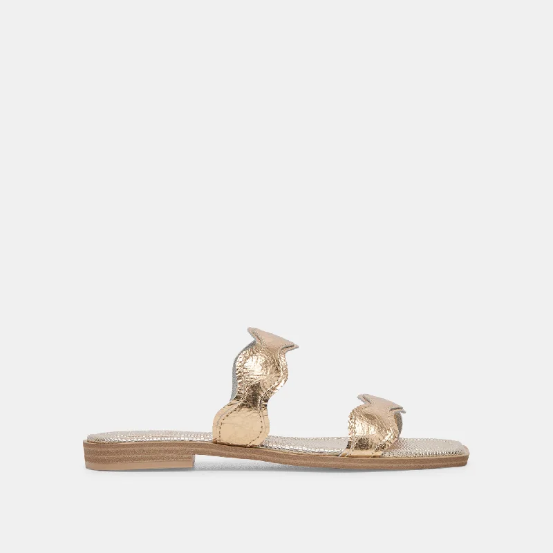 Sandals for resort wear-ILVA SANDALS GOLD DISTRESSED LEATHER