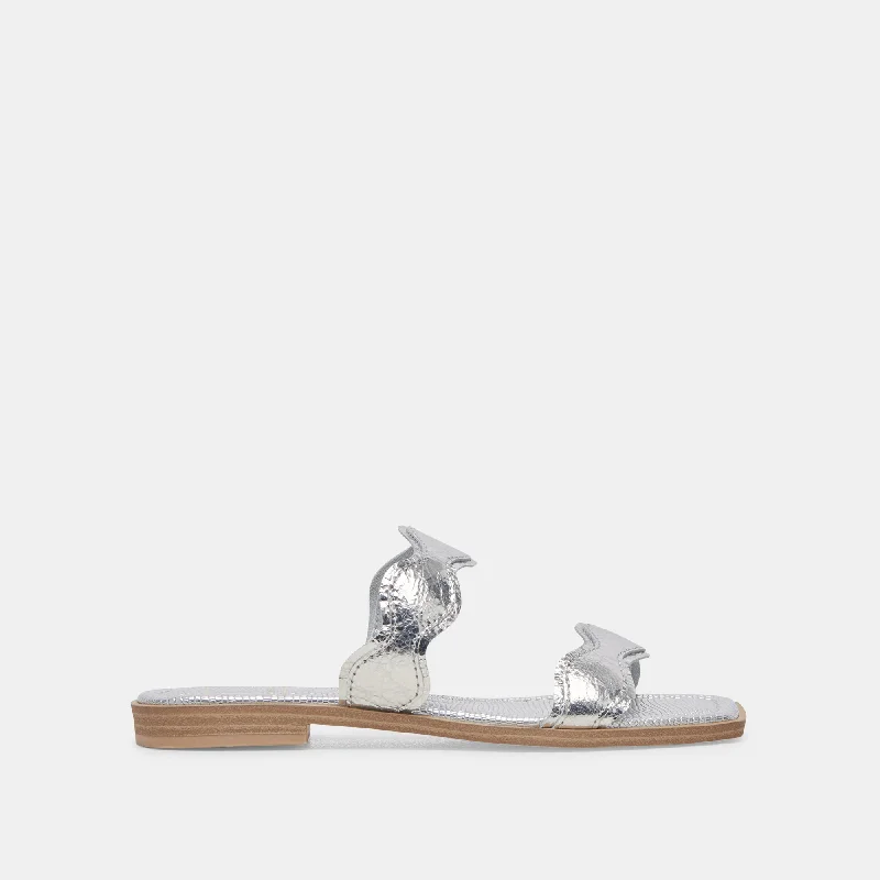 Sandals for holiday trips-ILVA SANDALS SILVER DISTRESSED LEATHER