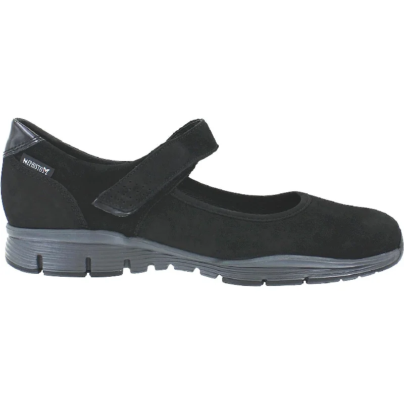 casual shoes for women with chic leather details for an elegant look-Women's Mephisto Yelina Black Bucksoft Nubuck