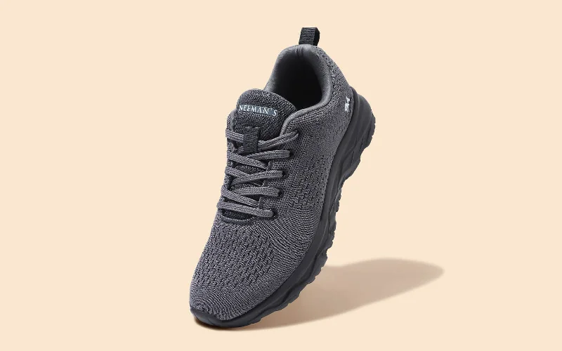 Athletic shoes for daily runs-The Saunterers : Grey-Black