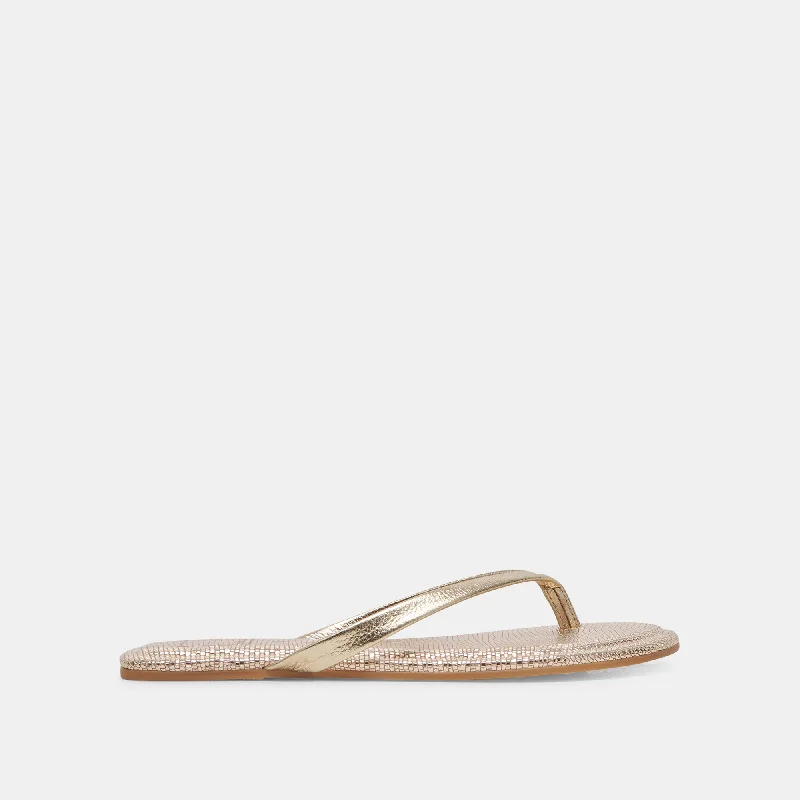 Sandals for lightweight travel-LAYNEY SANDALS LIGHT GOLD METALLIC LEATHER