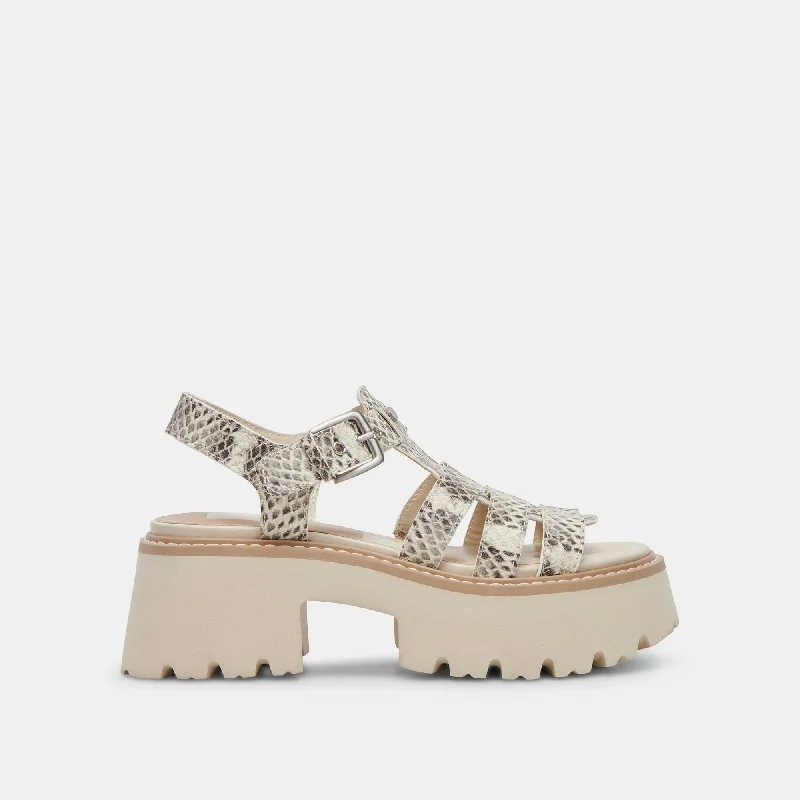 Sandals for summer evenings-LATICE SANDALS GREY WHITE EMBOSSED LEATHER