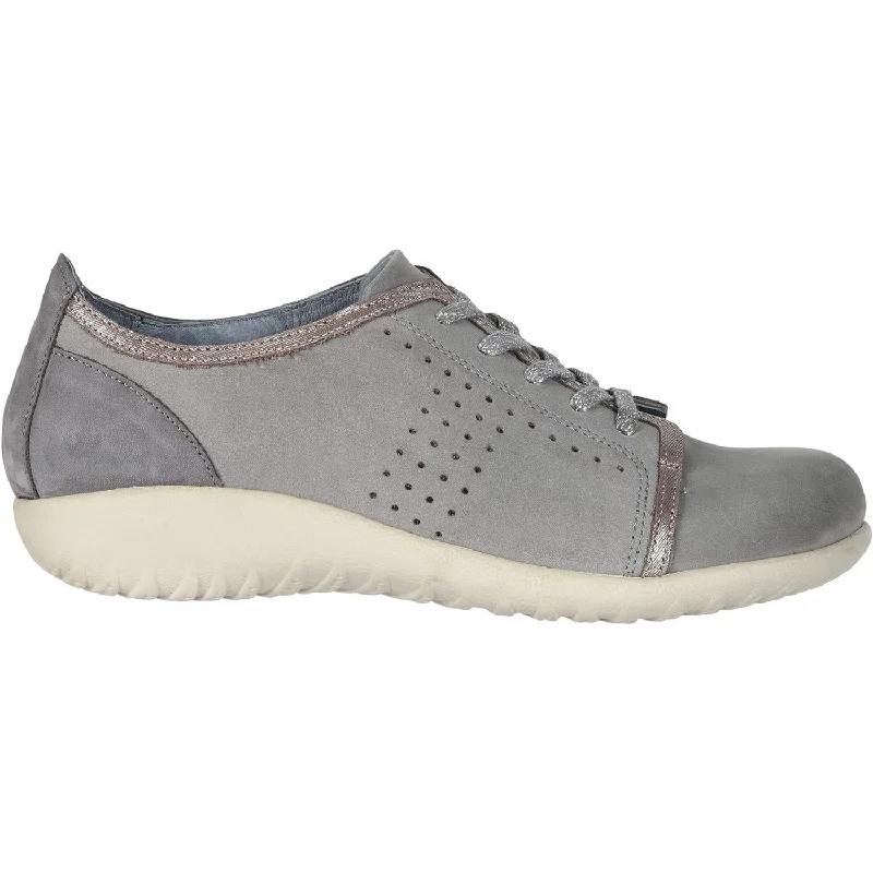 casual shoes for men with eco-friendly construction-Women's Naot Avena Light Grey/Silver Threads Nubuck/Leather