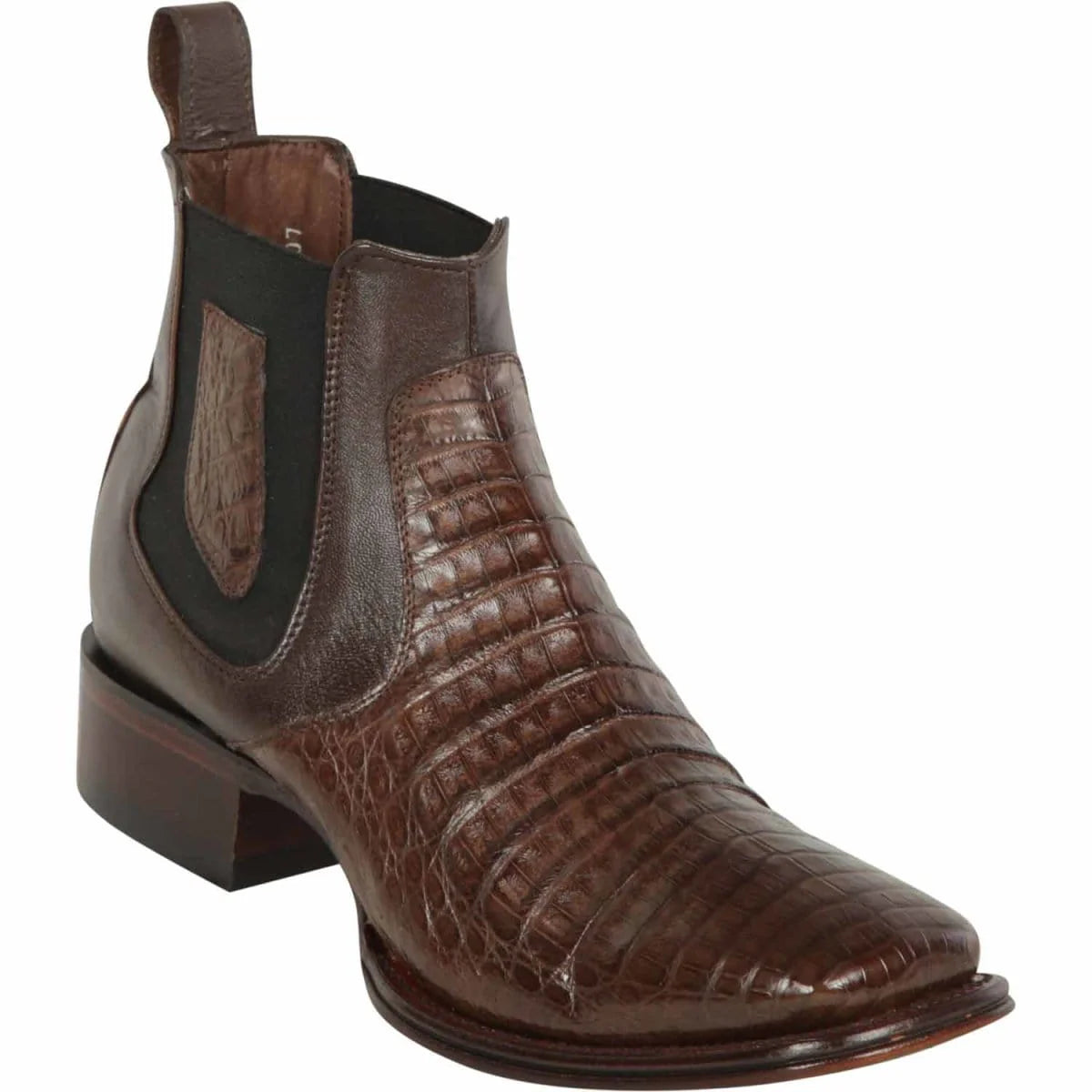 Ankle Boots for slim calvesAnkle Boots for slim calvesLos Altos 82BV8207 Men's Brown Genuine Caiman Belly Wide Square Toe Ankle Boots