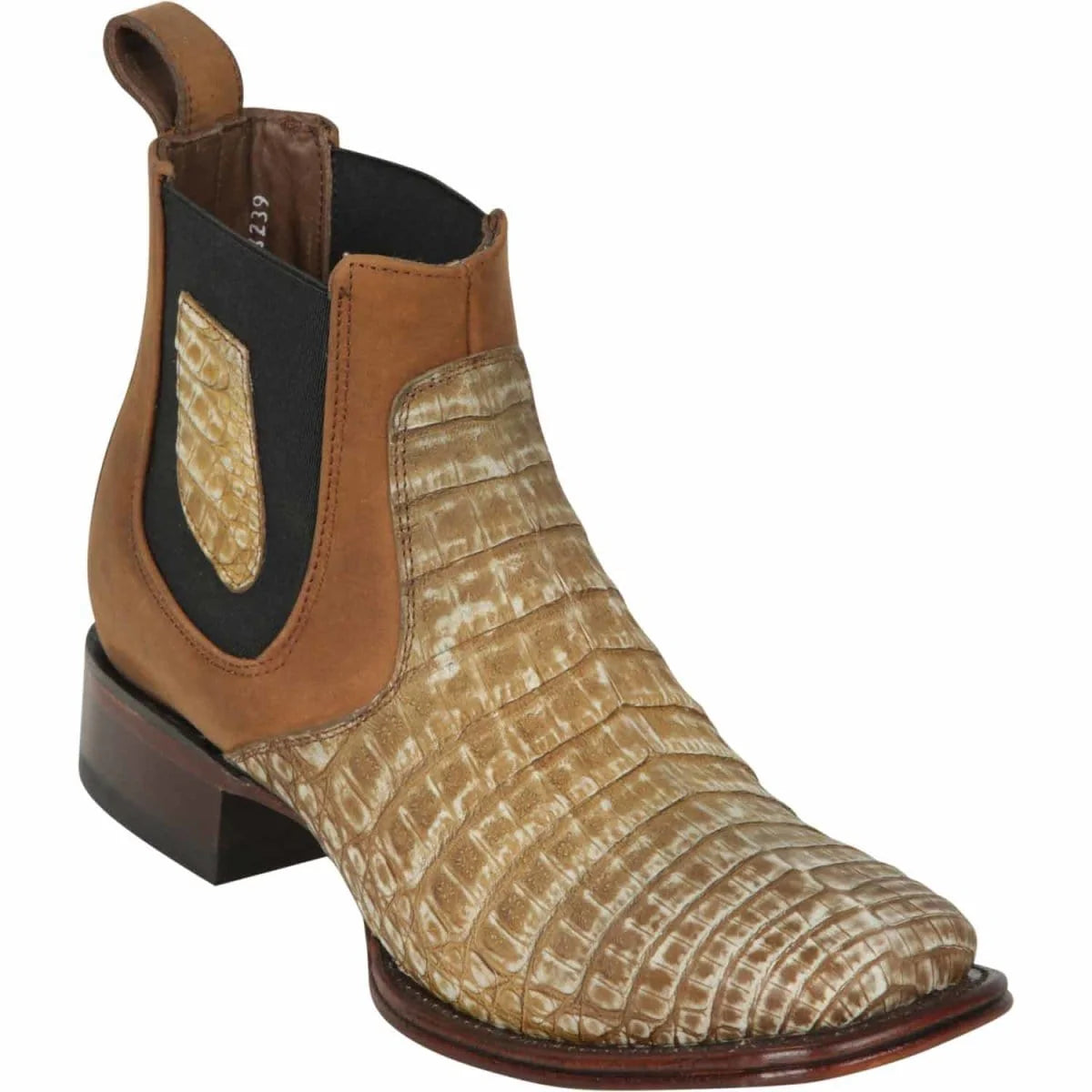 Ankle Boots for bold outfitsAnkle Boots for bold outfitsLos Altos 82BV8239 Men's Sahara Stone Genuine Caiman Belly Wide Square Toe Ankle Boots