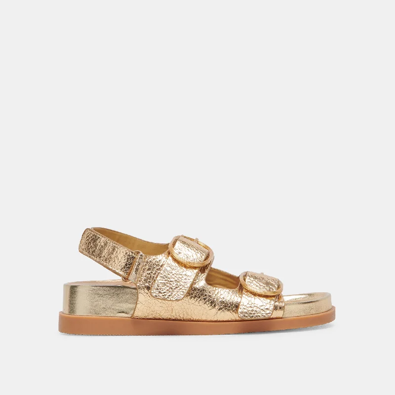 Sandals with extra padding-STARLA SANDALS GOLD DISTRESSED LEATHER