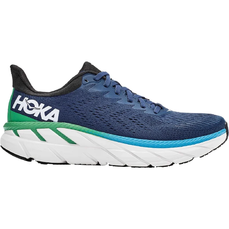 Athletic shoes for tough hikes-Men's Hoka One One Clifton 7 Moonlit Ocean/Anthracite Mesh