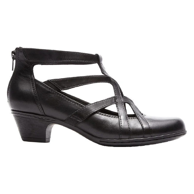 casual shoes for men with breathable material for comfort-Women's Rockport Cobb Hill Adrina Black Leather