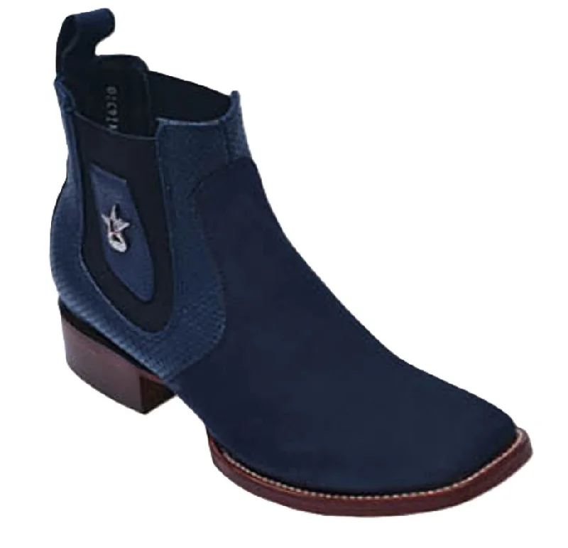 Ankle Boots for holiday seasonAnkle Boots for holiday seasonLos Altos 82BVI6310 Men's Dark Blue Genuine Nobuck Wide Square Toe Ankle Boots