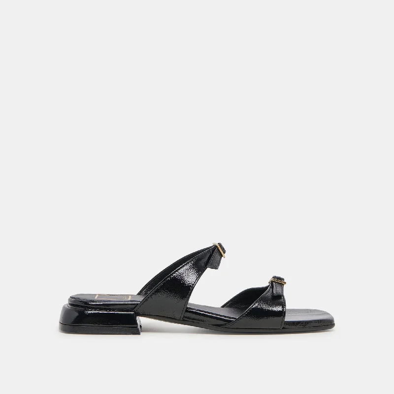 Sandals with trendy design-LAVERN SANDALS MIDNIGHT CRINKLE PATENT