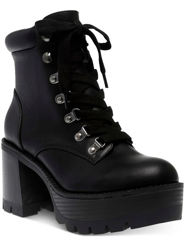 Ankle Boots with cushioned heelsAnkle Boots with cushioned heelsMaurenne Womens Faux Leather Ankle Combat & Lace-up Boots