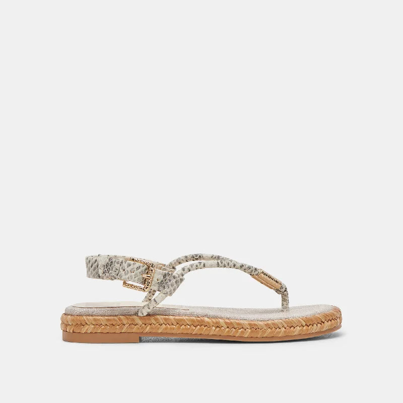 Sandals for beach style-MERYL SANDALS GREY WHITE EMBOSSED LEATHER