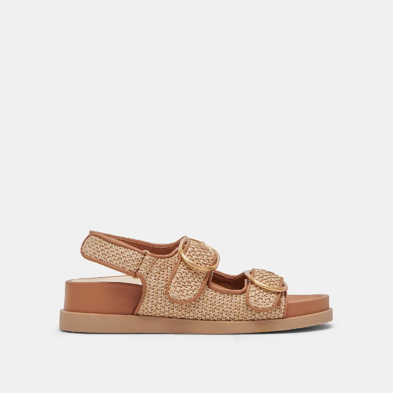 Sandals with synthetic leather-STARLA SANDALS TAN MULTI WOVEN