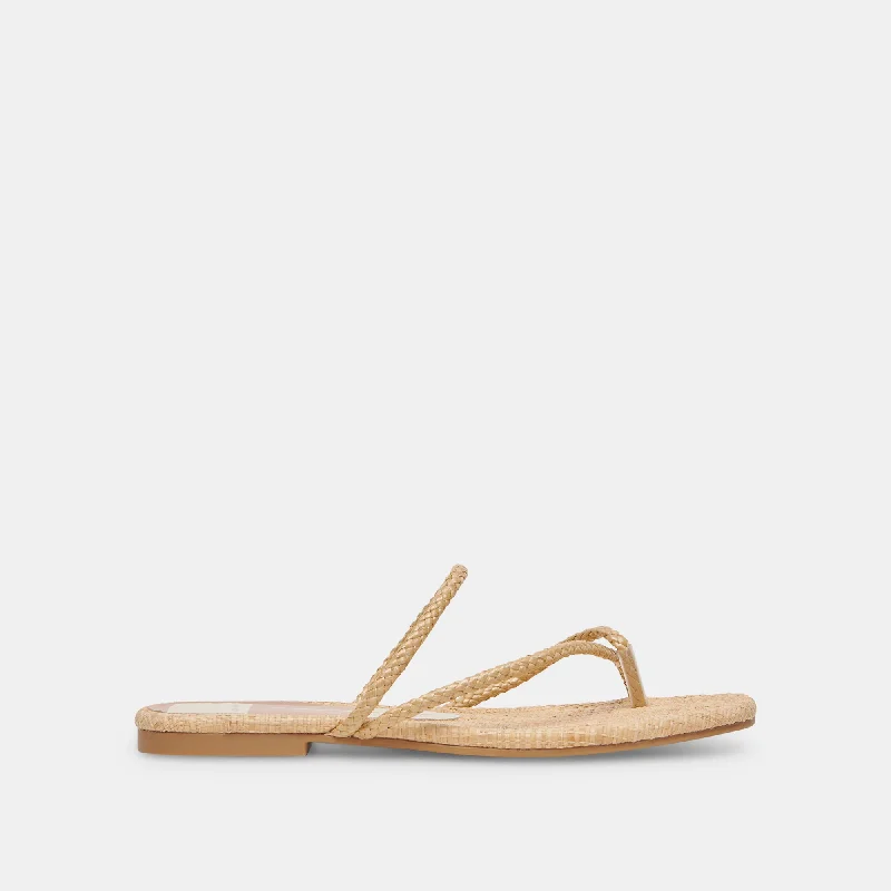 Sandals with soft cushioning-LEANNA SANDALS LT NATURAL RAFFIA