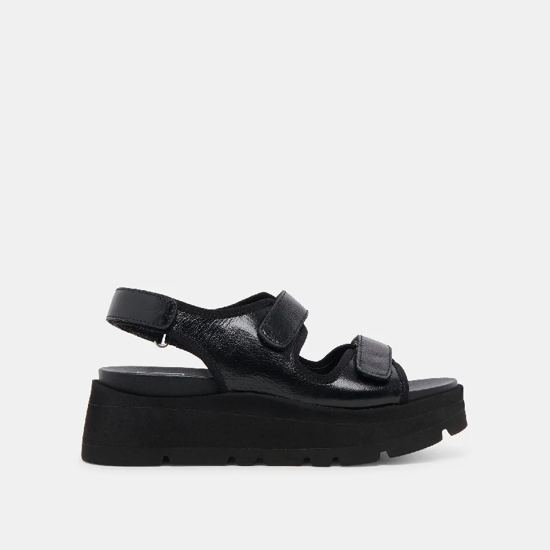 Sandals for warm evenings-DUBAI SANDALS MIDNIGHT CRINKLE PATENT