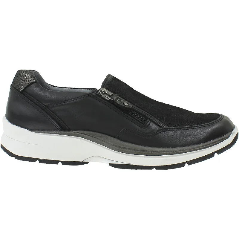 casual shoes for men with soft, leather material for luxury feel-Women's Aravon Pyper Side Zip Black Leather