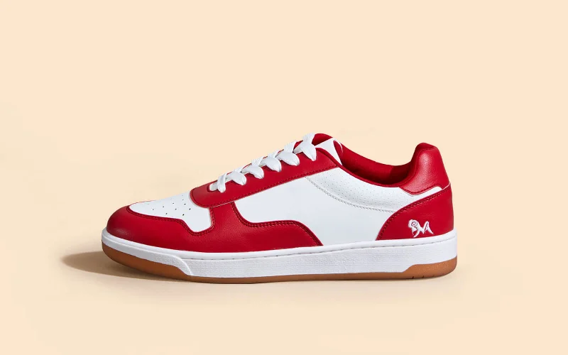 Athletic shoes with durable midsoles-The Hipsters : Red-White