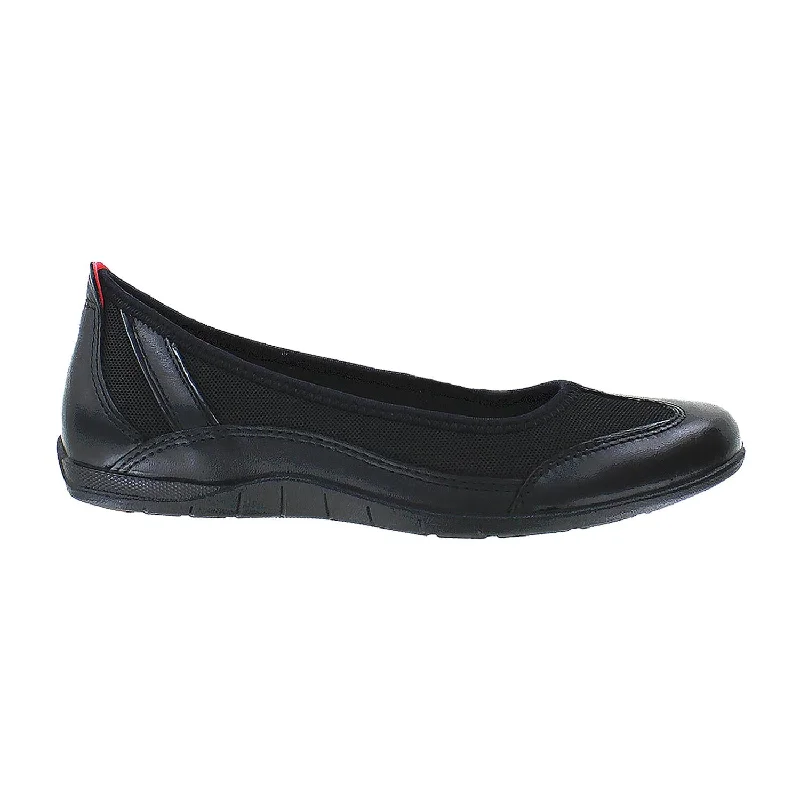 Women's Ecco Bluma Summer Ballerina Black Leather/Mesh