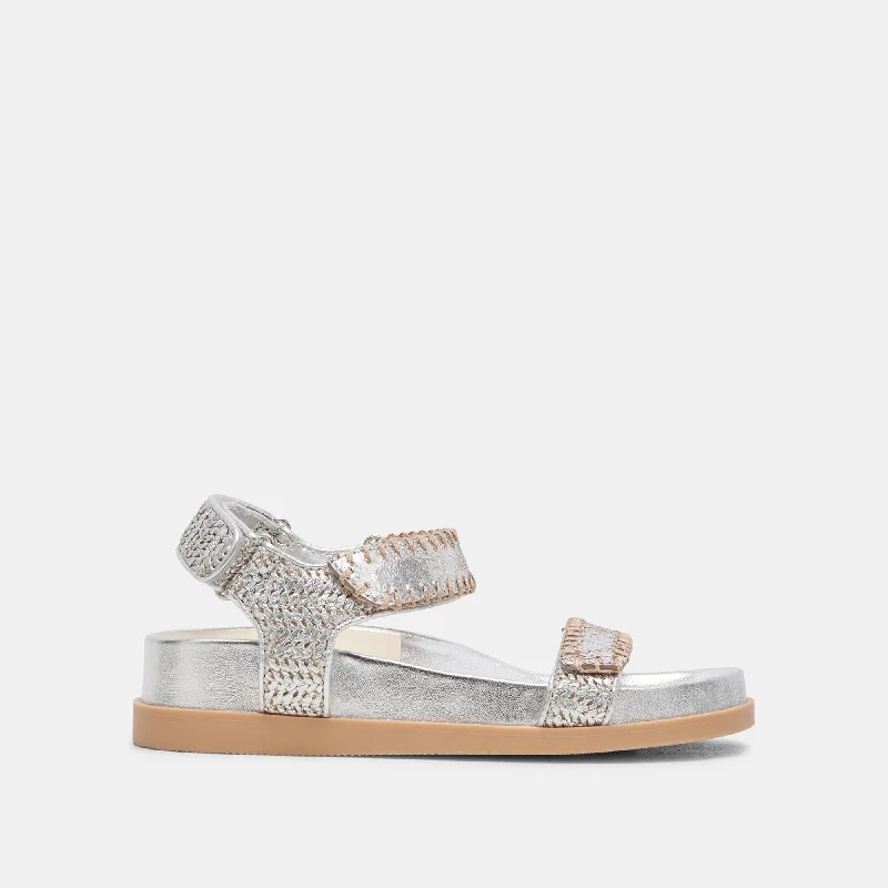 Sandals with durable leather-SENORA SANDALS SILVER KNIT