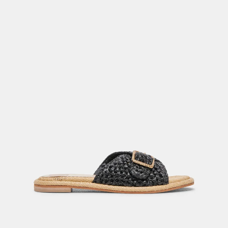 Sandals with durable straps-ALONZO SANDALS ONYX RAFFIA