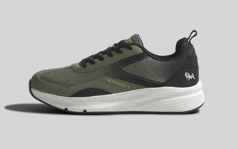 Athletic shoes for long hikes-Light Trainers : Olive-Black