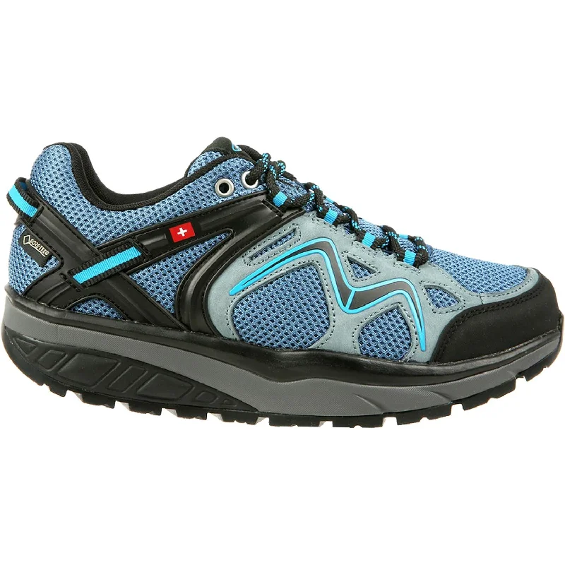 Athletic shoes with good cushioning-Women's MBT Himaya GTX - Waterproof Teal/Grey Nubuck/Suede