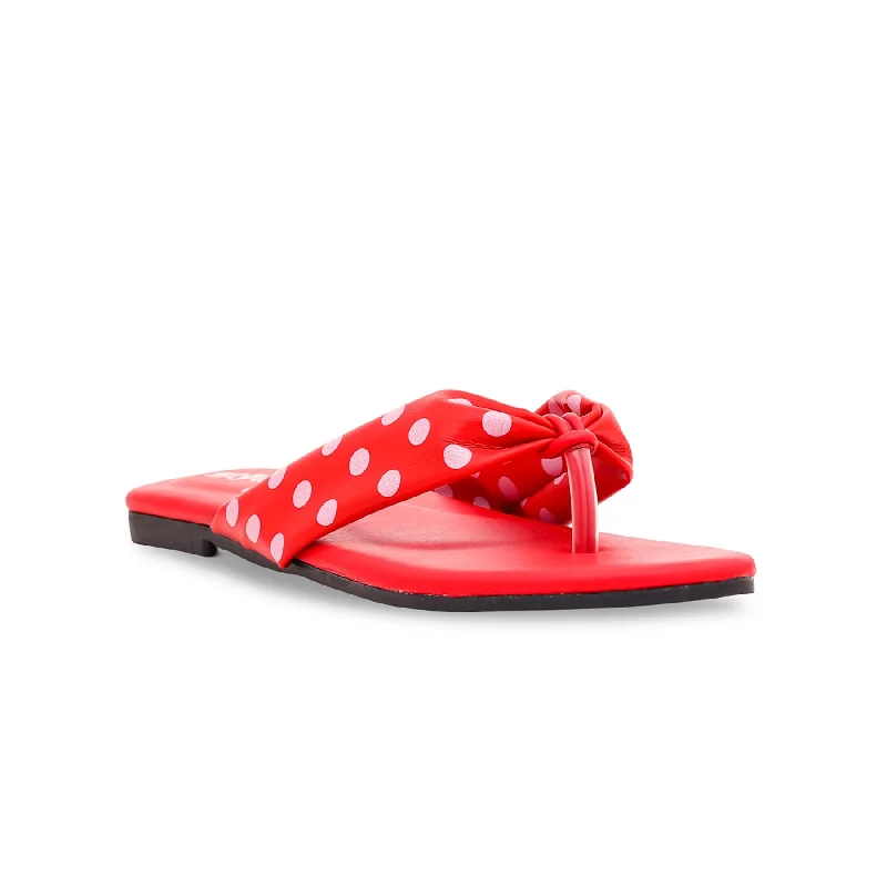 Cozy Slippers for Women with Open Toe Design-Red Casual Chappal CL1798