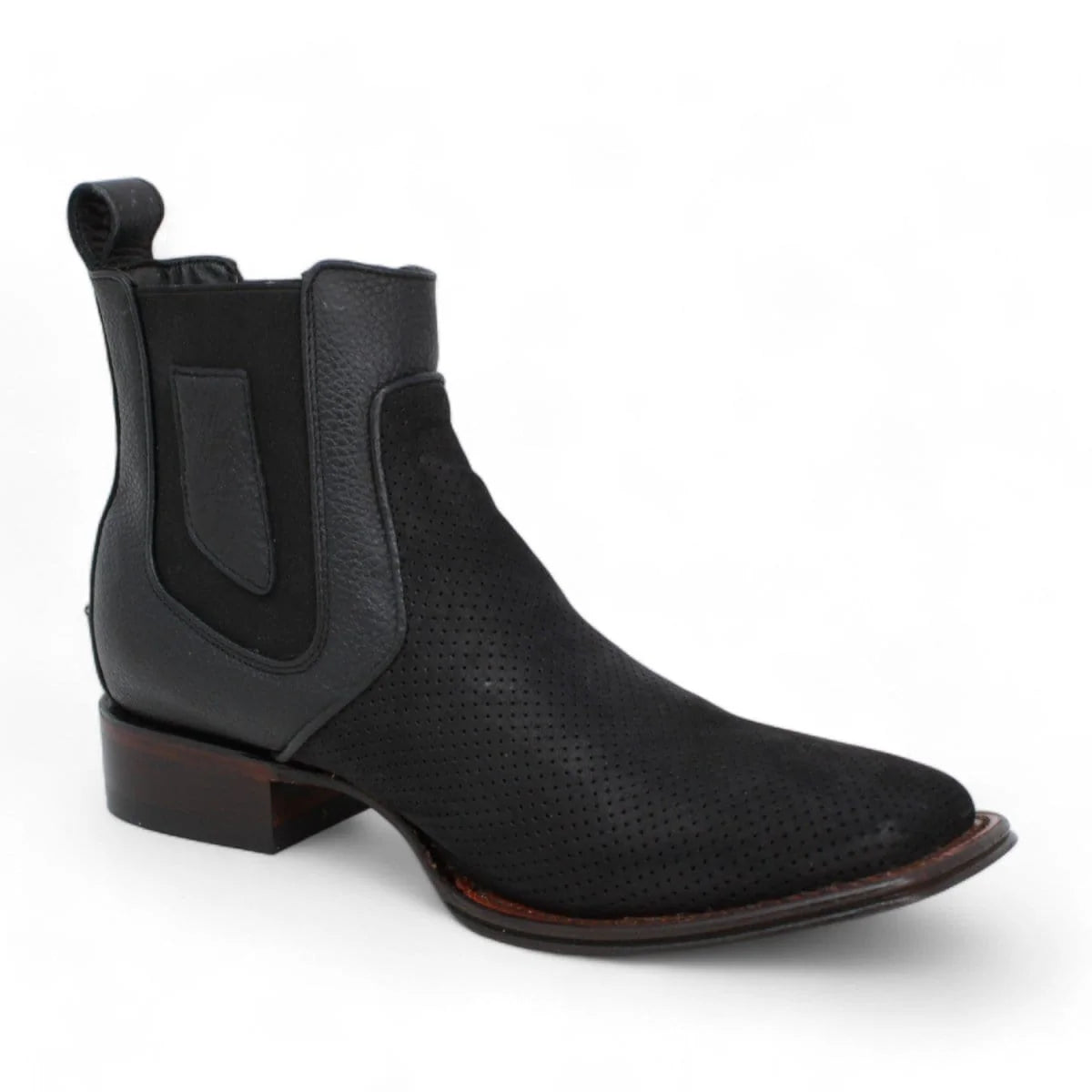 Ankle Boots for petite framesAnkle Boots for petite framesLos Altos 82BV6305 Men's Black Genuine Nobuck Perforated Wide Square Toe Ankle Boots