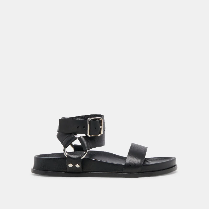 Sandals with adjustable fit-GILDA SANDALS BLACK LEATHER