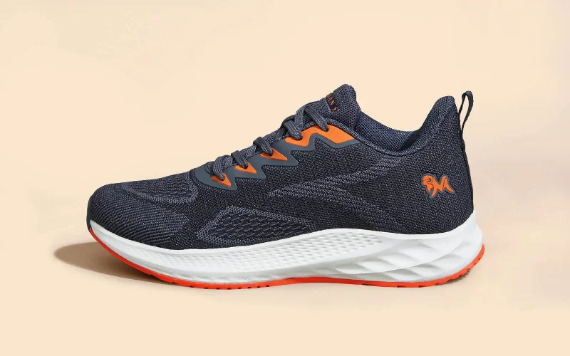 Athletic shoes with trendy heels-Sporty Casuals : Grey-Orange