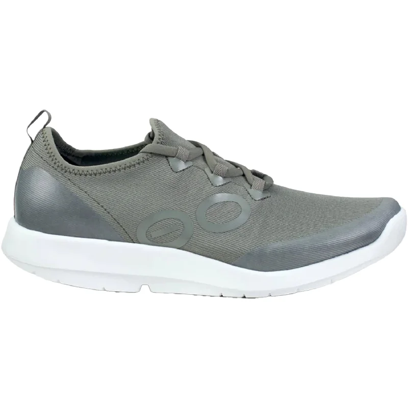 Non-slip athletic shoes for work-Men's OOFOS OOMG Sport LS White/Olive Mesh