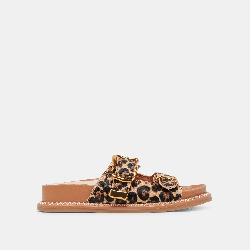 Sandals for outdoor comfort-SEVANA SANDALS DK LEOPARD CALF HAIR