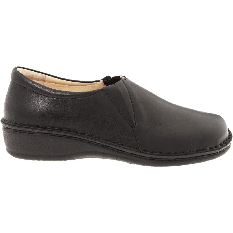 casual shoes for men with cushioned insole for comfort-Women's Finn Comfort Newport Black Nappa Leather