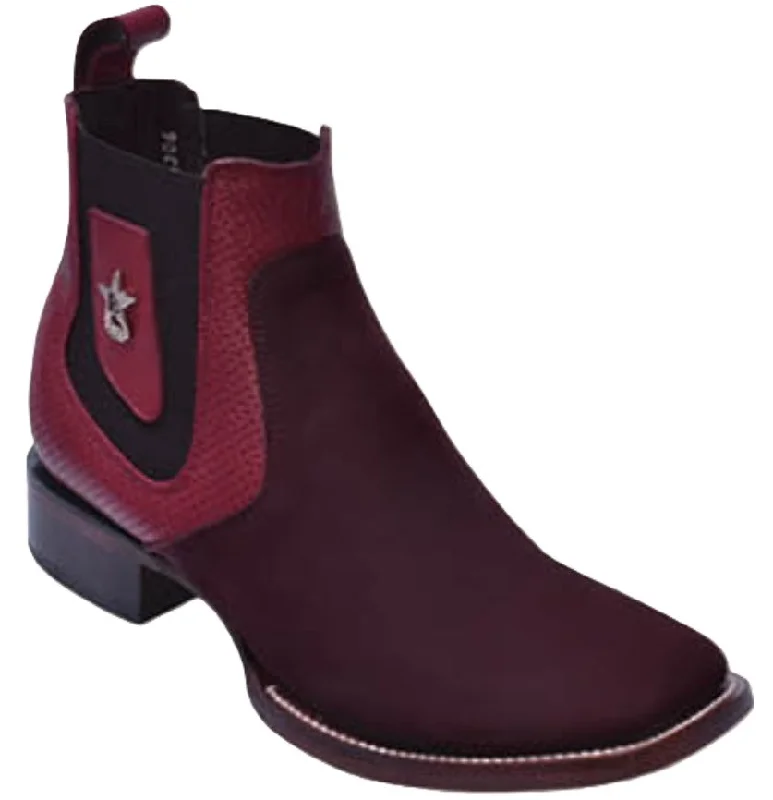 Ankle Boots with snakeskin patternAnkle Boots with snakeskin patternLos Altos 82BVI6306 Men's Burgundy Genuine Nobuck Wide Square Toe Ankle Boots