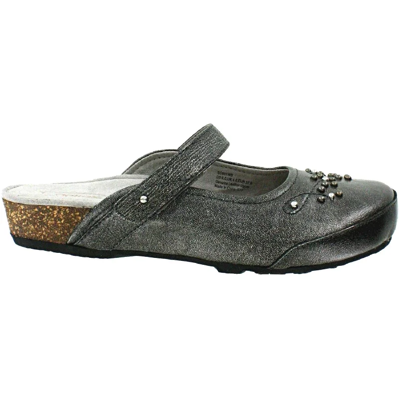 casual shoes for men with high-quality material for lasting wear-Women's Aetrex Amanda Mary-Jane Pewter Leather