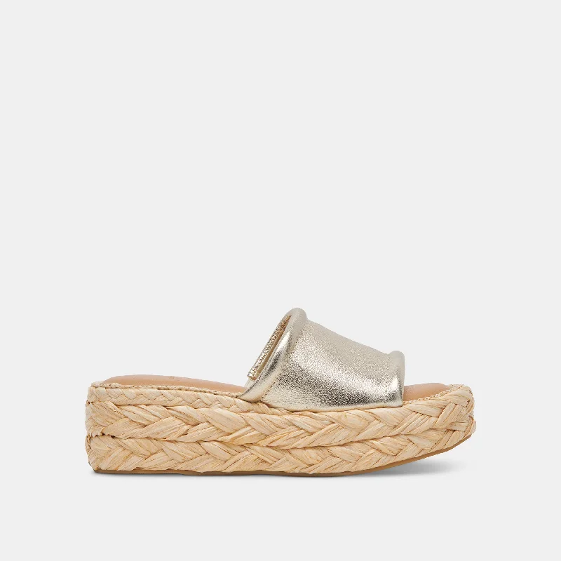 Sandals for summer strolls-CHAVI SANDALS LIGHT GOLD METALLIC LEATHER