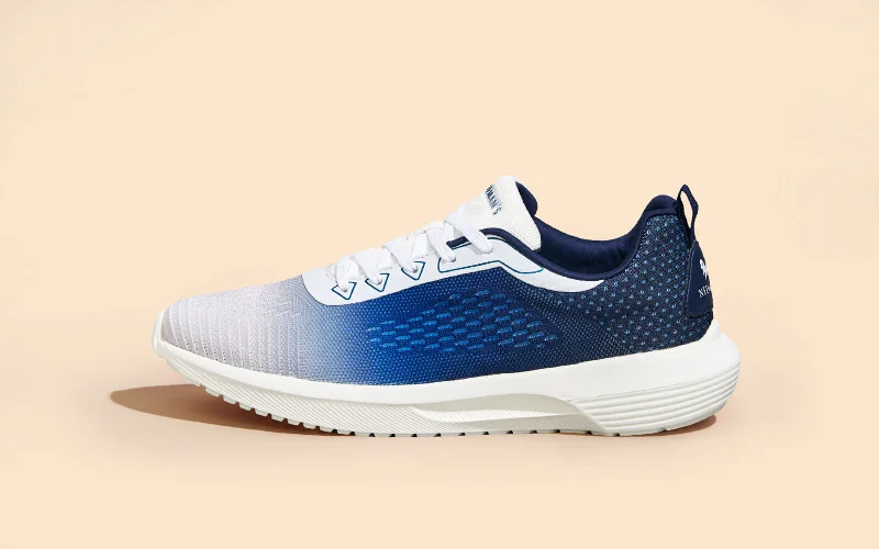 Athletic shoes with sleek heels-The Loungesters : Navy-White