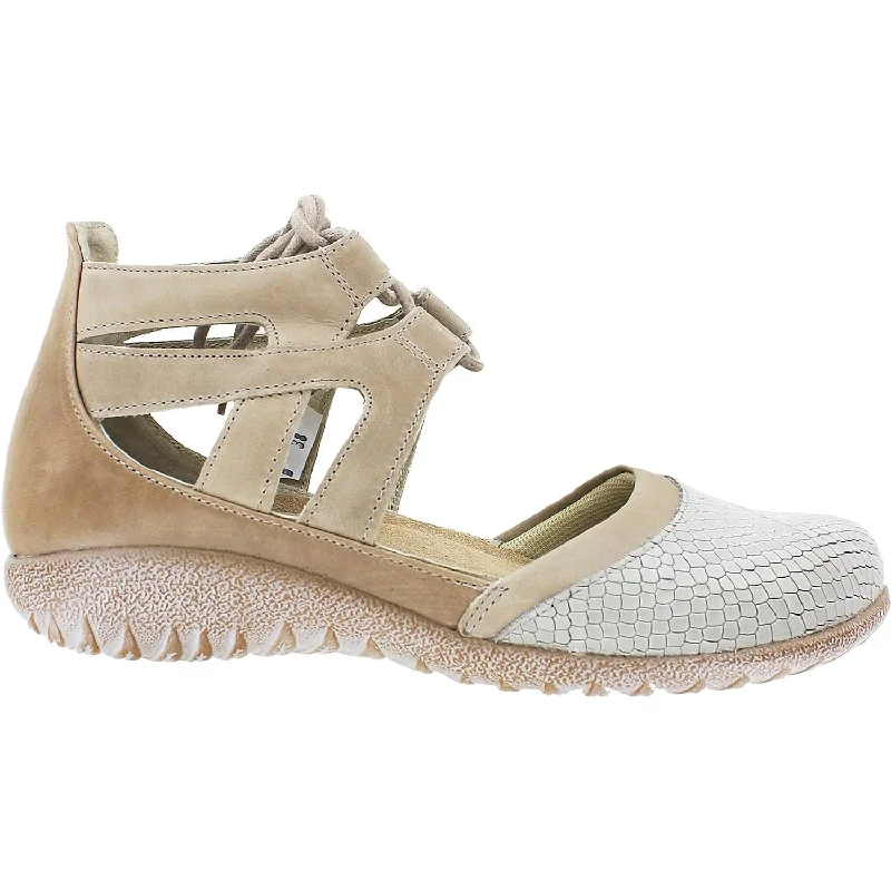 casual shoes for women with modern slip-on look-Women's Naot Kata Beige Iguana/Khaki Leather