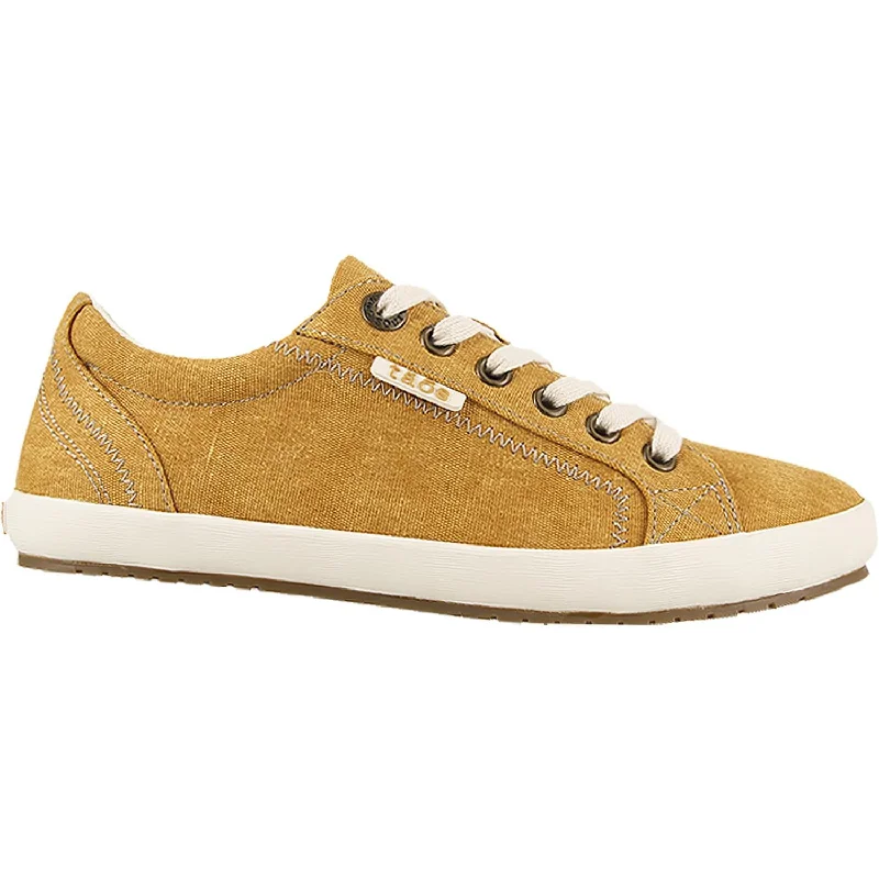 casual shoes for women with closed-toe design for versatility-Women's Taos Star Golden Yellow Washed Canvas