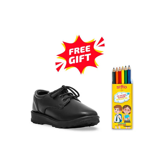 Boys Black School Shoes SK1059