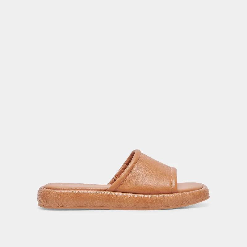 Sandals for backyard parties-AISHA SANDALS TAN LEATHER