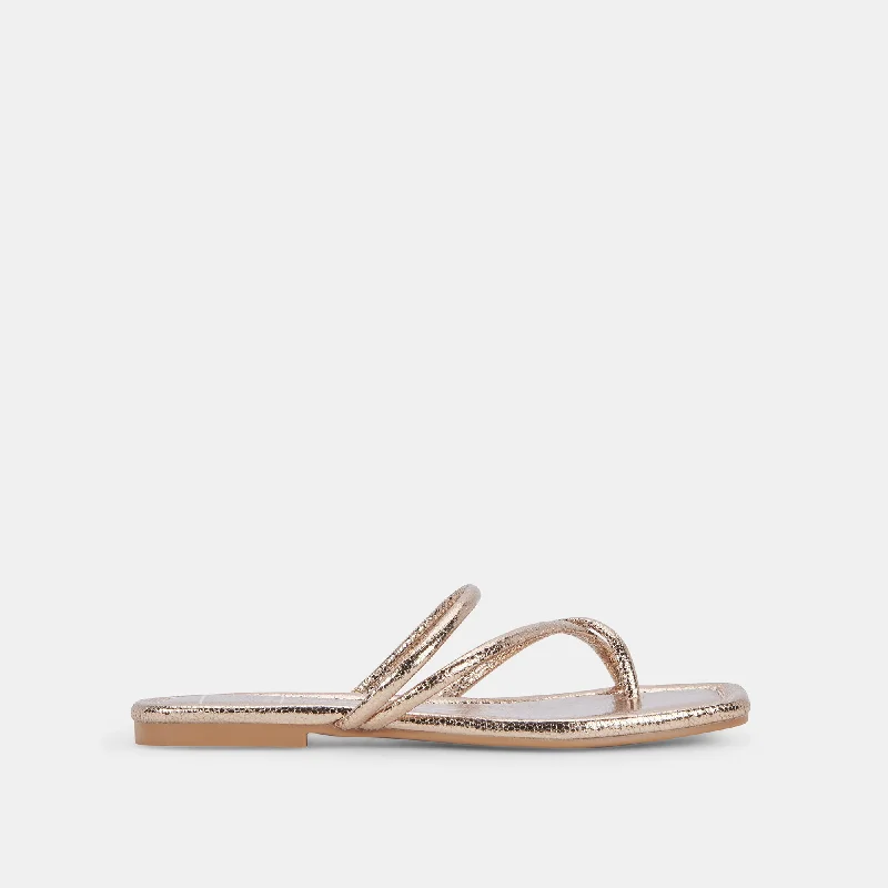 Sandals for outdoor wear-LEANNA SANDALS DARK GOLD CRACKLED STELLA