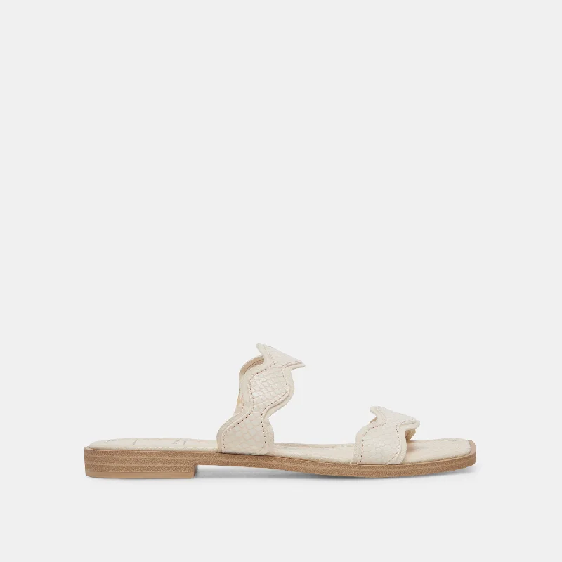 Sandals with vibrant colors-ILVA SANDALS CREME EMBOSSED LEATHER