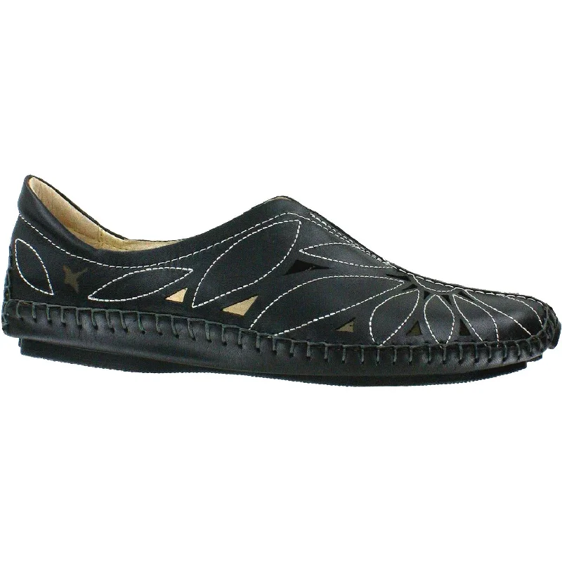 casual shoes for men with breathable design for hot weather-Women's Pikolinos Jerez 578-7399 Black Leather