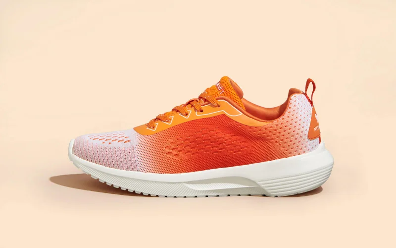 Athletic shoes for long trails-The Loungesters : Neon Orange-White