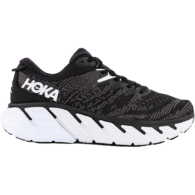 Athletic shoes with trendy soles-Men's Hoka Gaviota 4 Black/White Mesh