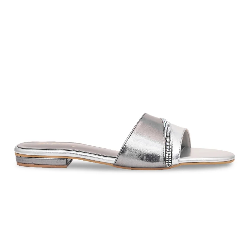 Cozy Slippers for Women with Slip-on Comfort-Silver Fancy Slipper FN7712