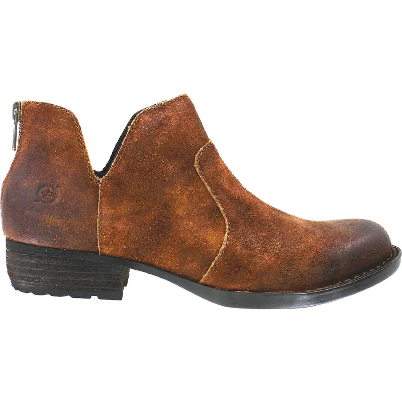 casual shoes for women with breathable footbed for comfort-Women's Born Kerri Tobacco Distressed Leather